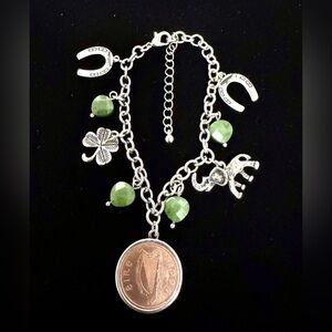 American Coin Treasures Genuine Irish Penny Stainless 7" Lucky Charm Bracelet